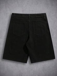 Manfinity Denimwave Men's Rhinestone Decor Fashion Denim Shorts - Black - View 2