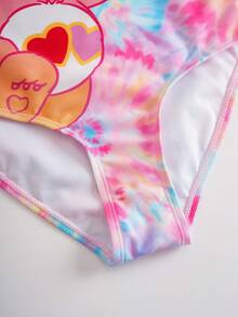 SHEIN X Care Bears 少女扎染小熊印花连体泳衣 - 彩色 - 查看 6