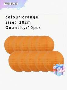 SHEIN Bộ 10 đèn lồng giấy, đường kính 20cm/7.87in, đèn lồng tròn treo vườn nhỏ, đèn lồng giấy hình cầu có thể gấp gọn, không cần điện, có thể gấp lại và cất giữ. - đèn lồng giấy - Xem 18