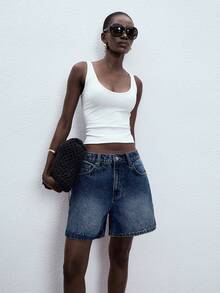 ATUI Studio 女士休闲低腰牛仔短裤，夏季 - 藍色 - 查看 5