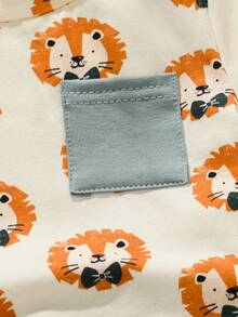 SHEIN Baby Boy Casual Cartoon Print T-Shirt And Shorts Set, Summer - Multicolor - View 7