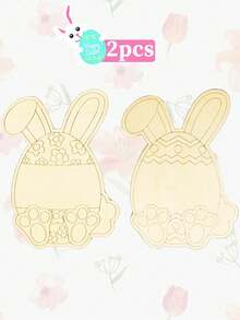 2/3PCS 17cm Blank Wooden Easter Eggs DIY Craft Ornaments Easter Rabbit Basket Filler Spring Home Decor Holiday Decoration Party Supplies Gift For Easter Celebration Seasonal Festive Table Accent - Multicolor - View 8