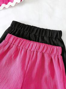 Elladie kids 女童夏季休闲编织吊带装饰背心和短裤套装 - 彩色 - 查看 8