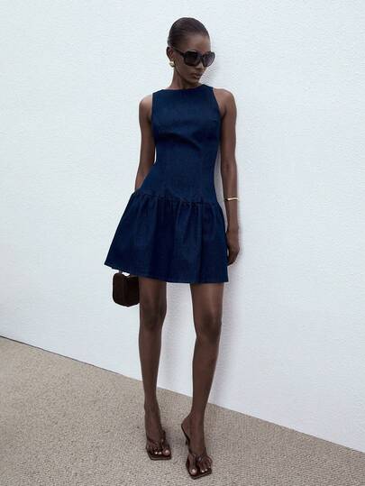 ATUI Studio Women's Casual Sleeveless Denim Dress, Summer