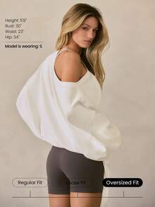 GLOWMODE SoftCalm Modal Own Your Flow Soft Silky-Smooth Breathable Waist Length Adjustable Drawstring Hem One-Shoulder Pullover Sweatshirt Daily Casual Wear - White - View 2