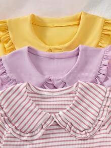 Elladie kids 女童可爱彼得潘领短袖T恤 - 彩色 - 查看 3