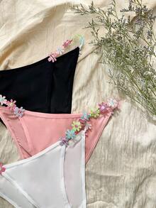 CottageSlumber 3入組女性花朵刺繡三角褲 - 彩色 - 查看 3