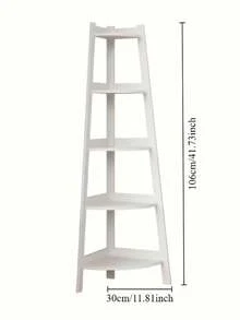 1pc Triangular Flower Stand, Bookshelf, Step Corner Storage Rack, Multi-Functional Floor Standing Display Shelf For Balcony, Study, Living Room - White - View 2