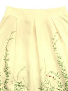 GlowEve Falda de línea A con estampado floral casual y versátil para citas y salidas de mujeres - Amarillo - Ver 3