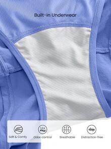 GLOWMODE 4" Pantalones cortos de running VitalSwift de cintura media con cordón, ultraligeros y de secado rápido, con reflectantes, bolsillo con cremallera y ropa interior antiolor incorporada para entrenamiento de alto impacto - Morado Violeta - View 4