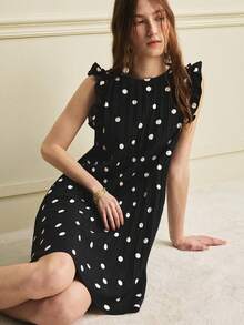 Écloséra New Arrival Spring/Summer Sleeveless White Polka Dot Mini Dress For Women - Multicolor - View 5