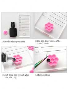 100pcs Pink Flower Shaped Glue Holder Cups For Eyelash Extension, Tattooing And Makeup - Pink - View 1