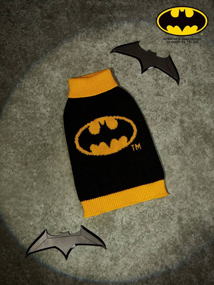 Batman X PETSIN 1件宠物猫狗通用棕色杰瑞卡通图案提花高领弹力舒适保暖狗毛衣 - 彩色 - 查看 1