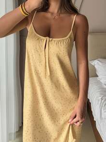 DAZY Women's Casual Ditsy Floral Ruffled Hem Slip Dress For Summer Pajama - Yellow - View 2