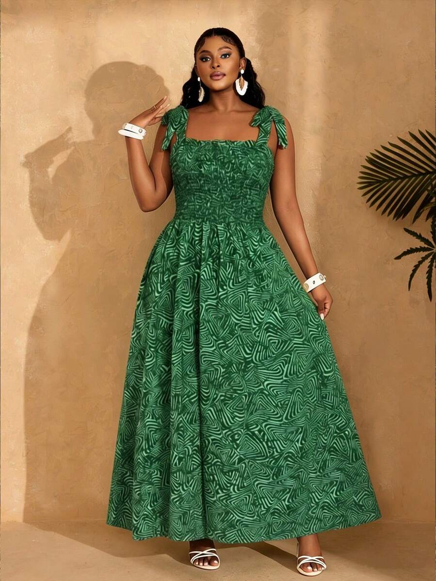 Lunelith SHEIN Lunessa Modisches ärmelloses langes bedrucktes Kleid für Damen, Sommer - Verschiedenfarbig - Übersicht 1