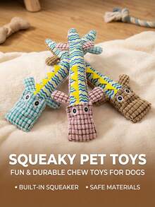 PETSIN Creative Plush Crocodile Dog Toy, Containing BB Barking Sound, Interactive Play For Dogs - Multicolor - View 4