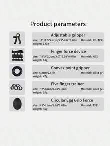 7pcs Fitness Grip Strengthener Kit, Finger Exerciser Hand Wrist Muscle Trainer - Black - View 2