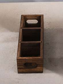 A Wooden Tea Bag Organizer With Three Compartments, Including A Sugar Bag Holder, Suitable For Countertop Use. - Multicolor - View 4