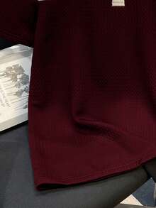 Manfinity Joysei 男士休闲通勤撞色纹理面料短袖Polo衫，夏季 - 彩色 - 查看 6