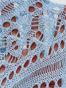 SHEIN Frenchy 大码休闲简约度假百搭女式套头针织衫，白色，适合休闲度假 - 藍色 - 查看 7