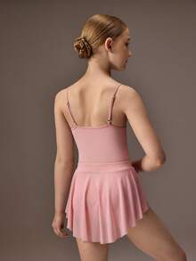 Tween Girls' Pink Minimalist High Stretch Fabric Sleeveless Leotard With Bow Tie And Mesh Cutout, Suitable For School, Professional Training, Ballet, Gymnastics, Dance Studio Practice Ballet Dress Kids Kids Ballet Outfit Girls Dance Wear Ballet Clothes For Girls Dance Outfit For Kids - Pink - View 7