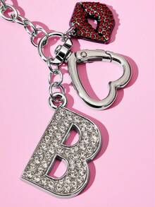 Betty Boop x SHEIN 卡通锌合金包包挂件、字母钥匙扣、吊坠、纪念品、收藏品、礼品、钱包、书包、背包、汽车配件、节日饰品 - 銀色 - 查看 4
