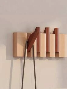 1 cái Giá treo áo khoác bằng gỗ tự nhiên 4 móc, gắn tường, tiết kiệm không gian, bền chắc, hình đàn piano, màu óc chó, thích hợp cho lối vào, phòng ngủ, phòng tắm, không gian nhỏ, dụng cụ sắp xếp nhà cửa, móc treo tường lưu trữ. - Nhiều màu - Xem 3