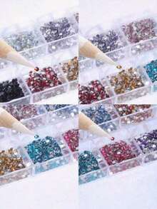 12-Size Multi-Colored Rhinestone Nail Art, 3D Acrylic Nail Art Stones, Gemstones, Pearls, DIY Nail Art Decorative Accessories, Nail Art Supplies, Nail Art Jewelry - Multicolor - View 5