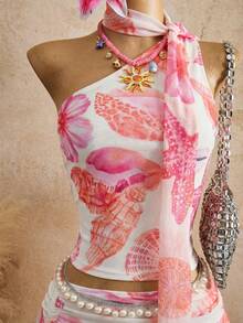 Bellisia 女士时尚度假风彩色印花两件套 - 彩色 - 查看 5