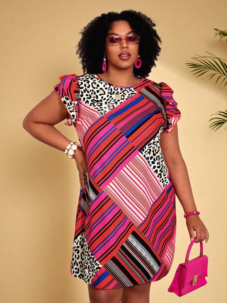 Plus Size Casual Striped & Leopard Print Dress African Print Dresses African Summer Dresses Resort Dresses For Women Bubu Dress African  Summer Dress  Summer Outfits Summer Clothes Spring Dress Spring Outfit Women Spring Clothing Country Style For Women Country Dress For Women Vacation Outfits Women  Festival Outfits For Women Beach Outfits For Women