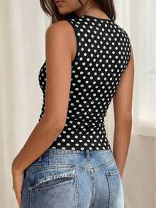 Zyxie Blusa sin mangas con estampado de lunares de moda para mujer, verano - Multicolor - Ver 2