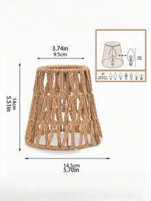 1/2 Pieces Hand-Woven Rattan Barrel Lampshade - Rattan Bell-Style Shade For Table Lamps, Pendant Lights, And Light Fixtures - Multicolor - View 3