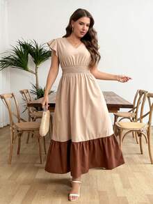 SHEIN Clasi 大码女式V领碎花连衣裙 - 彩色 - 查看 6