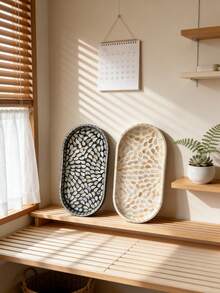 Scandinavian Luxury Natural Shell Tray With High-Quality Design, Wooden Tray With Mother-Of-Pearl Decoration, Suitable For Home Use, Worthy Storage Solution For Desktop Or Tabletop Organization - Multicolor - View 2