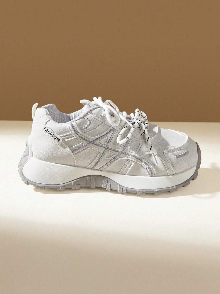 CUCCOO EASI Women's Casual Sports Shoes, PU Leather, Flat, Lightweight, Comfortable Running Sneakers, White