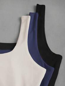 Sweetra Camiseta de tirantes casual con cuello de escote redondo y pliegues, para verano - Multicolor - Ver 8