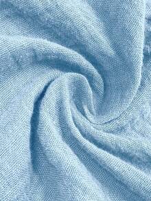 Breezaya Plus Size Button Up Pocket Solid Color Dress - Baby Blue - View 8