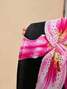Travachic 女士黑色粉色碎花系带短裙，优雅日常、度假、海滩休闲穿搭，春夏款 - 黑色 - 查看 8