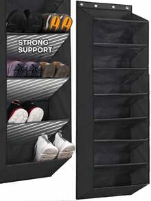 1pc Over The Door Shoe Organizer Narrow Rack, 4/8 Layer Large Pocket Storage, Hanging Shoe Rack For Closet, Dorm & Narrow Door, Color: Beige, Black - Multicolor - View 9