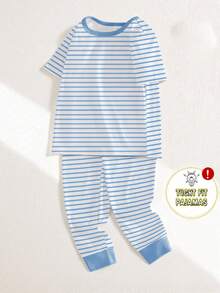 SHEIN [Bộ 6 món, giao ngẫu nhiên 2 món] Bộ đồ ngủ bé trai, hàng mới về mùa xuân/hè, họa tiết thời trang bán chạy: Khủng long, Cá mập, Ô tô, Phi hành gia, Phương tiện giao thông, chất liệu vải dệt kim co giãn cao, tay ngắn và quần dài, gồm 2 áo ngủ + 2 quần ngủ (giao ngẫu nhiên) - Nhiều màu - Xem 8