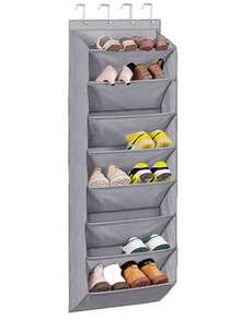 1pc Over The Door Shoe Organizer Narrow Rack, 4/8 Layer Large Pocket Storage, Hanging Shoe Rack For Closet, Dorm & Narrow Door, Color: Beige, Black - Multicolor - View 5