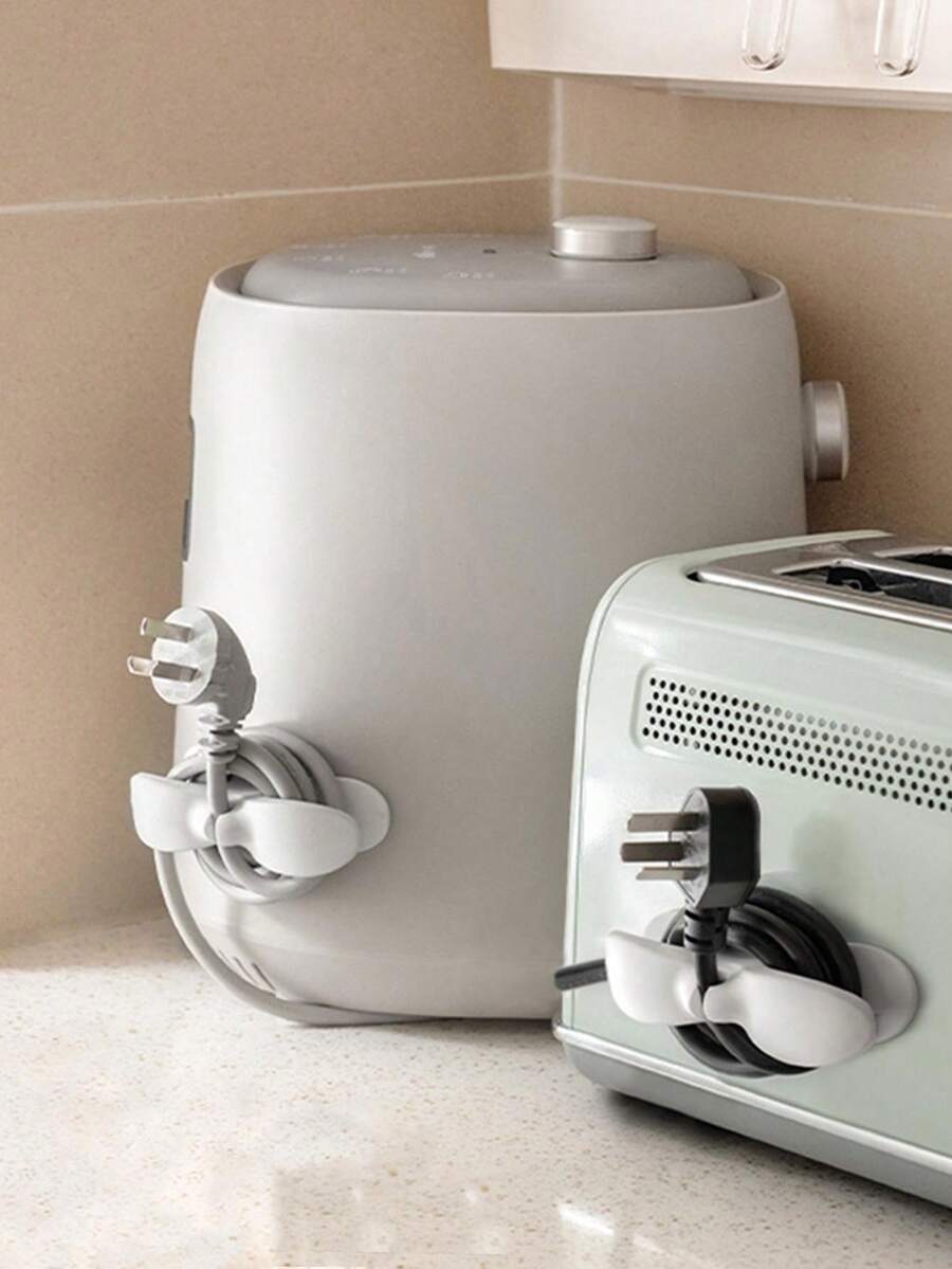Household Non Perforated Kitchen Appliance Power Cord Storage Winding Device - White - View 1