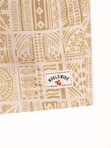 ZELFYO Men's All Over Print Slant Pocket Summer Beach Shorts - Khaki - View 7