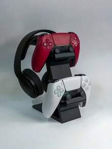 Soporte 2 en 1 para controlador de juego dual y auriculares, organizador universal de gamepad para múltiples controladores, accesorios de juego para el hogar - Multicolor - Ver 4
