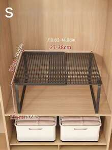 1pc Expandable Wardrobe Organizer, Adjustable & Extendable, Multi-Tier Storage Shelves, Pull-Out Shoe Rack, Bookshelf, Kitchen/Bathroom Storage, Space Saving, Available In 2 Sizes, Suitable For Closet, Dorm, Home, Teacher Gift, Women's Storage, Travel & Holiday, Fall/Halloween Decor - Multicolor - View 8