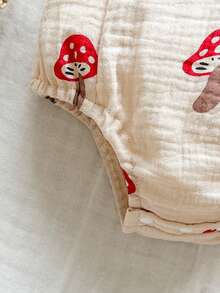 SHEIN Vintaside Kids Bộ áo liền quần in hình nấm cho bé gái, kiểu dáng thường ngày, thích hợp cho mùa hè. - Nhiều màu - Xem 4