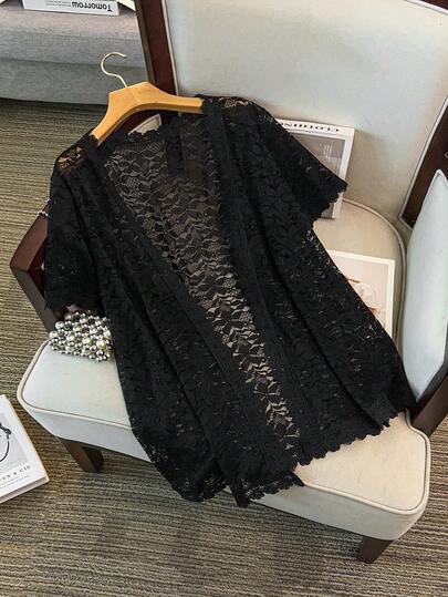 GlowEve CURVE 大码女式蕾丝休闲百搭日常短袖开衫