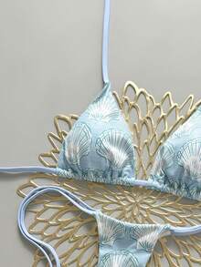 Swim Vcay Women's New Arrival Spring/Summer Sexy Lace-Up Halter Printed Bikini Swimsuit - Multicolor - View 4