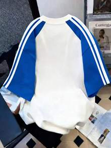 Manfinity Joysei 男士学院风圆领复古纽约条纹T恤 - 彩色 - 查看 2