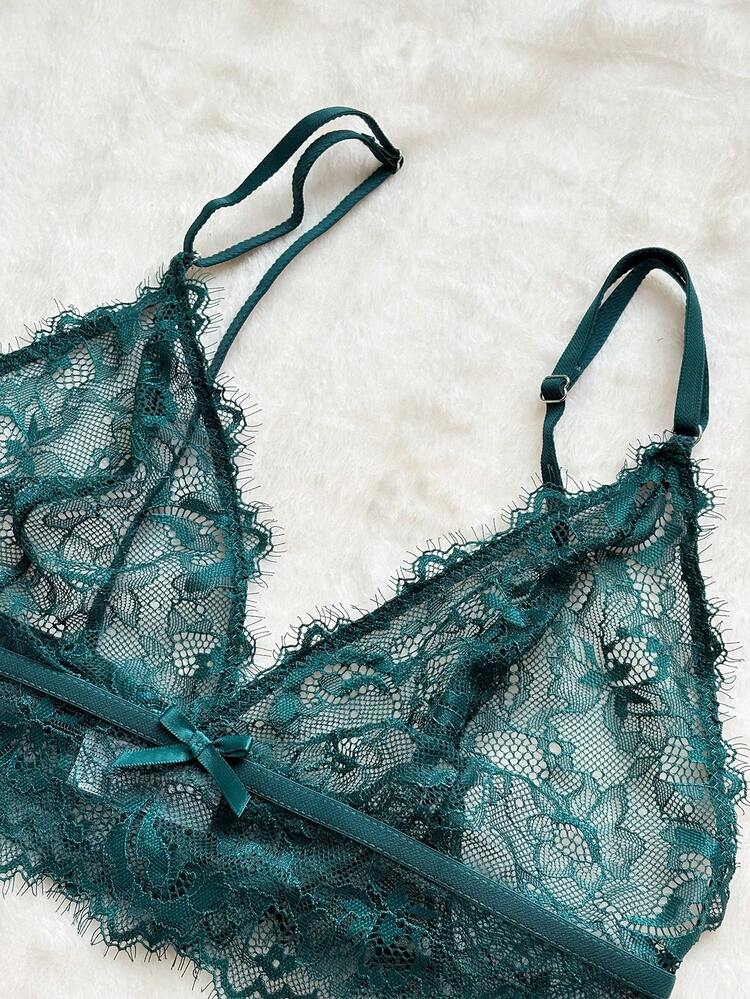 Lace Sexy Hollow Out Adjustable Spaghetti Strap Bra, Suitable For Summer & Spring